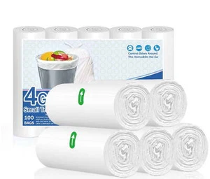 15 Liter Garbage Bags , 100 per pack , for Bathroom Office,Kitchen,White. - Picture 1 of 5