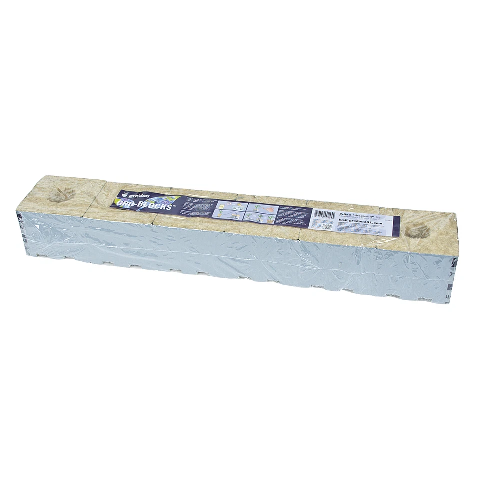 GRODAN Delta 4 Block 3 by 3 by 2.5 Inch With Hole Case of 384 Blocks