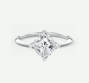 IGI F/VS 1.25 Ct Turned Princess Lab Created Grown Diamond Ring 14K White Gold - Picture 1 of 2