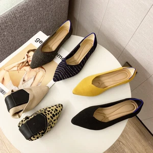 Comfy 3D Knitting Fabric Pointed Toe Flats Soft Princess Shoes Walking 35-43 - Picture 1 of 51