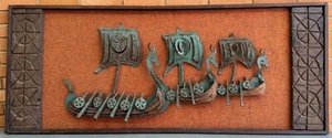 Witco Polynesian Tiki Wall Art Viking Ships Mid Century MCM Modern 1960s Vintage - Picture 1 of 18