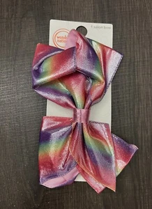 Wonder Nation Girls Jumbo Rainbow Hair Bow Salon Clip Shimmering Shiny - Picture 1 of 5