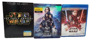 3 Star Wars Blu-ray The Force Awakens, Rogue One, The Last Jedi No digital copy - Picture 1 of 9