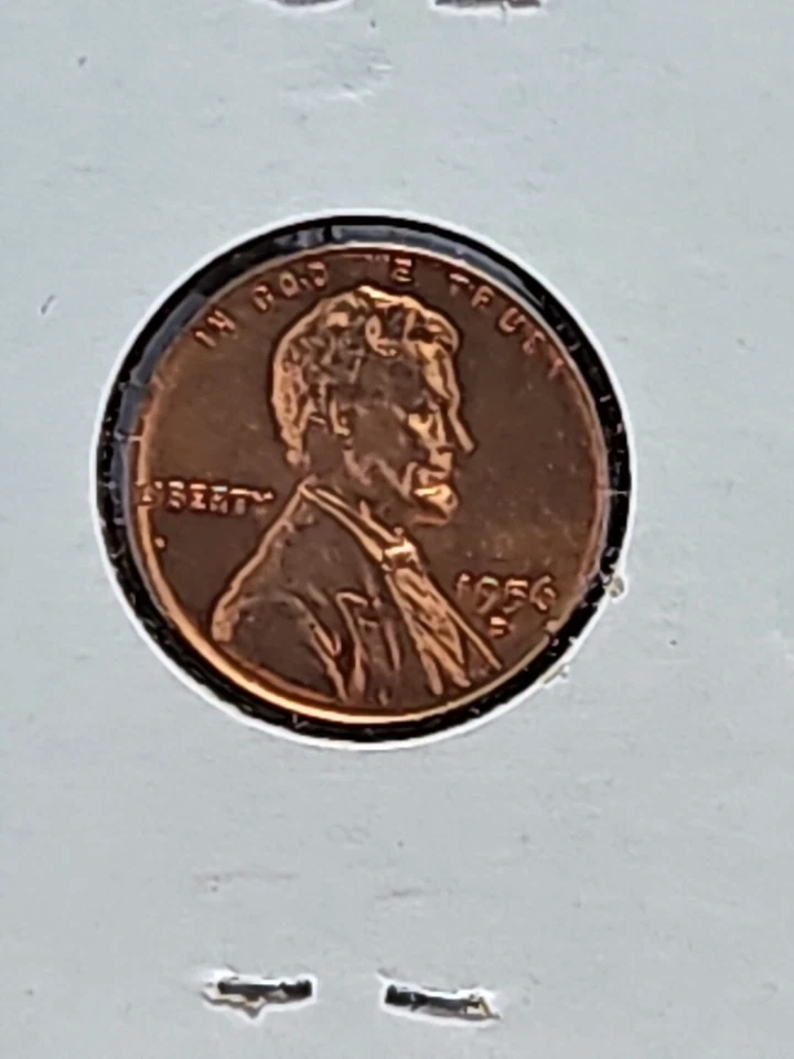 1956 D Lincoln Cent- Reverse Machine Doubling- BU Red - Image 1 of 1