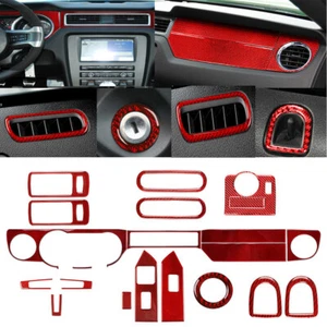 21Pcs For Ford Mustang 2009-13 Red Carbon Fiber Full Interior Set Cover Sticker - Picture 1 of 8