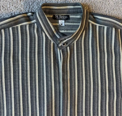 Camisa De Colección St. Remo New York Para Hombre Rayas Manga Larga Botón Frontal Rayón Talla XL Foto 1 de 4