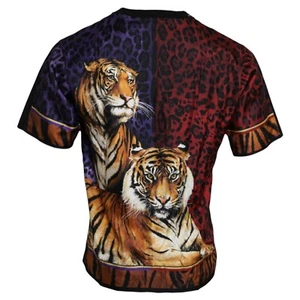DOLCE & GABBANA T-shirt Multicolor Tiger Print Cotton Short Sleeves IT44/US34/XS - Picture 1 of 7