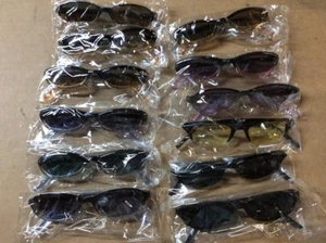 ASSORTED BOX OF SUNGLASSES SUN GLASSES SET OF 12 GLASS COLORED SMALL LENS - Picture 1 of 10
