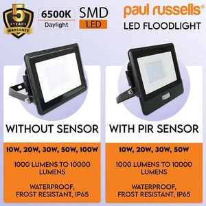 LED Floodlight Motion Sensor Outdoor PIR Flood Light Lamps Waterproof 10W-100W - Picture 1 of 16