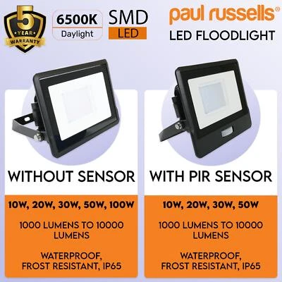 LED Floodlight Motion Sensor Outdoor PIR Flood Light Lamps Waterproof 10W-100W - Image 1 of 4
