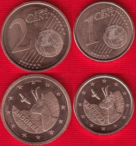 Andorra euro set (2 coins): 1 + 2 cents 2019 UNC - Picture 1 of 1