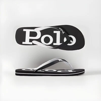 Chanclas Polo Ralph Lauren para hombre Pony LOGO Talla de hombre 12D Negro NWT Foto 1 de 4