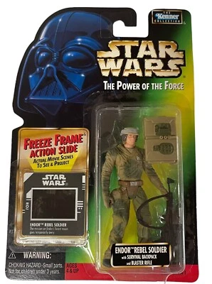 Figura de acción Endor Rebel Soldier Star Wars POTF2 Freeze Frame 1997 sellada Foto 1 de 4