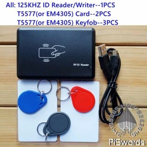 125khz ID EM4100 card Reader writer cloner copier + blank writeable keytag t5577 - Picture 1 of 5