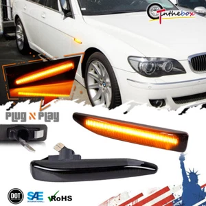 For 2002-08 BMW E65 E66 745i 750i 760i LED Front Side Marker Signal Lights Smoke - Bild 1 von 11