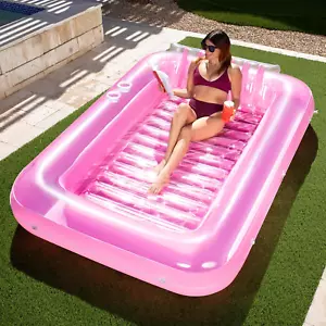 Inflatable Tanning Pool Lounger Float, 85" X 57" Extra Large Pool Floats Adult w - Picture 1 of 7