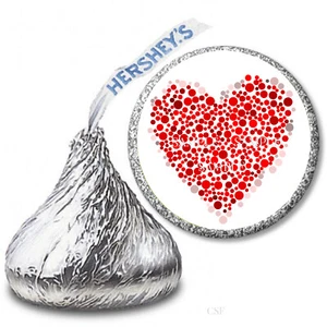 108 Red Dots Heart Hershey Kiss Labels Hershey Kiss Stickers Candy Wrappers - Picture 1 of 1