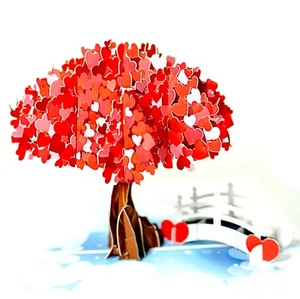 3D Heart Tree Pop up Card, Gift for Birthday, Love, Anniversary, Valentines Day, - Picture 1 of 5