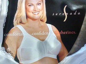 2pc Lot Serenada White Embossed Soft Cup Wireless Unpadded Cushioned Straps Bra - Picture 1 of 7
