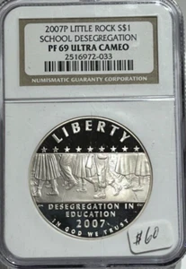 2007 P COMMEMORATIVE SILVER DOLLAR $1 DESEGREGATION NGC PF69 - Picture 1 of 2
