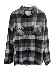 Five Four Mens Dakota Flannel Long Sleeve Button Down Shirt Charcoal Medium - Picture 1 of 9