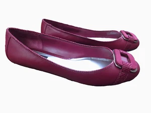 White House Black Market Lidia Ballet Flats Magenta Pink Silver Suede Buckle 10 - Picture 1 of 7
