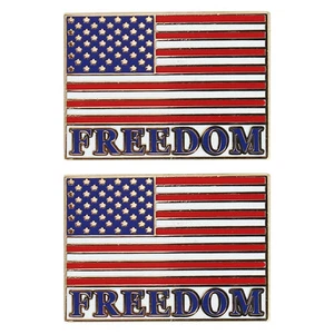Metallic USA American Flag Freedom Badge Lapel Pins 2 Pack Set - FREE SHIPPING - Picture 1 of 3