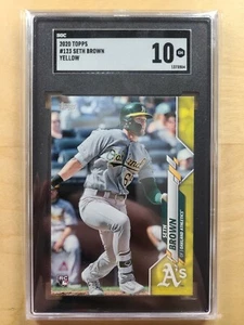 2020 Topps Seth Brown RC #123 Walgreens Yellow SP SGC 10 GEM MINT A's - Foto 1 di 2