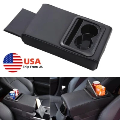 Car SUV Armrest Box Cushion Pad Center Console Cover With Cup and Phone Holder - Image 1 of 4