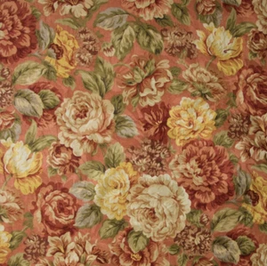 Vintage Mill Creek Floral TERRACOTTA Drapery Upholstery Pillow Sewing Fabric BTY - Picture 1 of 6
