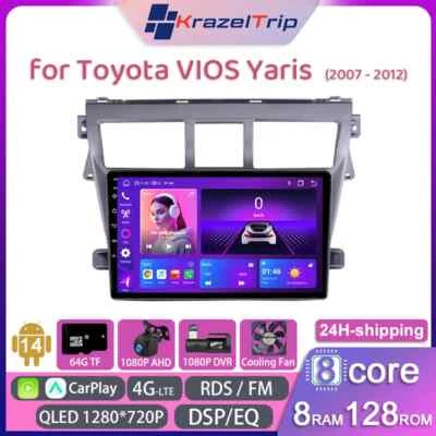 8 Core QLED Car Radio for Toyota VIOS Yaris 2007-2012 CarPlay Android 4G DSP RDS - Image 1 of 4