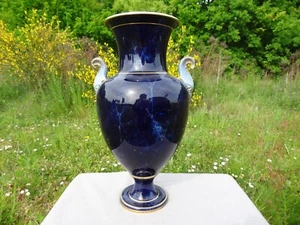 GENUINE SEVRES LAPIS LAZULI GROUND VASE WIT DOLPHIN HANDLES 1872-1873 RARE VASE - Picture 1 of 12
