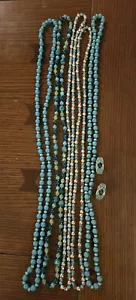 Joan Rivers Five Strands Faux Turquoise Bead Necklace w/2 Gold Enamel Clasps - Picture 1 of 6
