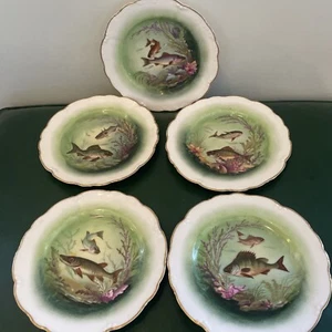 LRL Limoges Frankreich 5 Stück Fisch Salatteller 8,5" Goldrand Sehr guter Zustand - Bild 1 von 12
