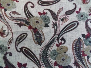 Fabric Deco Nouveau Floral Paisley Flowers Mod Retro Schwartz Liebman Quilting - Picture 1 of 7