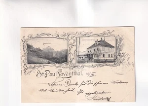 F6543) Ansichtskarte, ST. PAUL im LAVANTTAL GASTHOF ZANTONI Burg RABENSTEIN 1898 - Bild 1 von 2