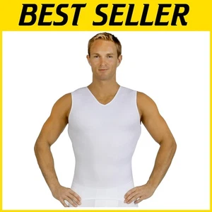 Men’s Compression Sleeveless V-Neck Shirt - Instant Slimming Body Shaper - Picture 1 of 6