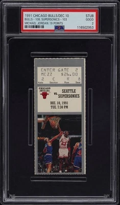 Boleto de Michael Jordan 1991 dec. 10 Bulls Seattle PSA 2 (2 superiores) Foto 1 de 3