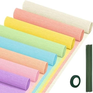 10x98Inch 8 Pastel Colors Crepe Paper Sheets Wrapping Gift Paper Decorations - Picture 1 of 6