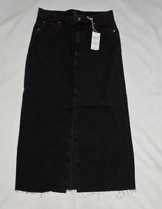 Next Charcoal Denim Skirt Size UK 14 Long - Picture 1 of 4