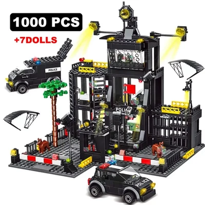 SWAT Police Station Military City Model Set Prison Car Policeman Boat Figures Mo - Image 1 of 4