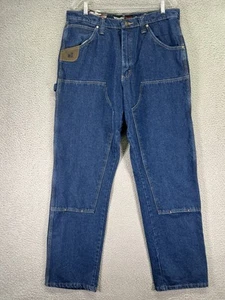 Pantalones de mezclilla Wrangler para hombre 36x34 azul aparejos ropa de trabajo utilitario relajado doble rodilla - Imagen 1 de 8