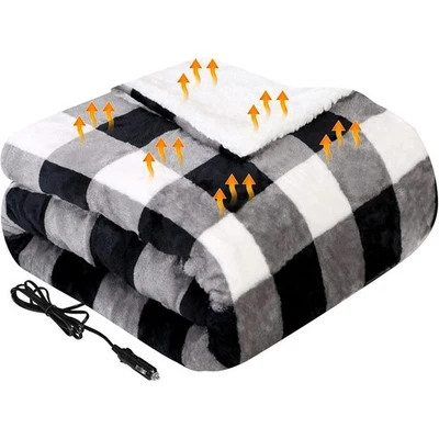 12V Car Heated Blanket 3 Heating Settings Overheat Protection Machine Washable - Image 1 of 4