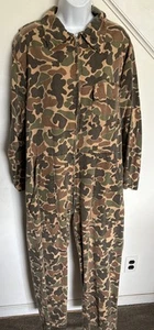VTG 70’s Sears Sport Frog Skin Camo Coverall Men’s L 2 Way Zipper Hunting Duck - Picture 1 of 22