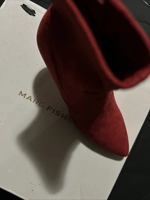 Nuevas botas Marc Fisher rojas de gamuza con tacón estilo Stella talla 6-Stella Foto 1 de 4
