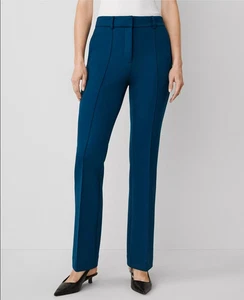 Ann Taylor Pantalone Slim in Doppia Maglia Pantalone Donna 16 Sea Storm Blu Ponte NUOVO - Foto 1 di 13