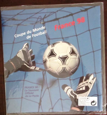 Carpeta de recuerdo oficial Francia 1998 cupé du luna de fútbol estampillas de la Copa Mundial Foto 1 de 3