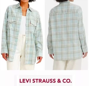 Levi's Women’s Plaid Dylan Relaxed Pearl Snap Western LS Flannel Shirt Sz. M NEW - Picture 1 of 1