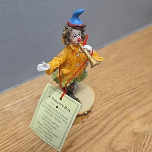 Vintage Harz Wackelbeine Zirkus Clown aufklappbare Schmuckschatulle + Mini Clown Figur - Bild 1 von 7