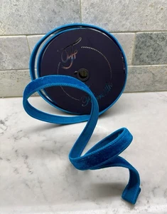 1 Roll Farrisilk Turquoise Velvet Luster .75" (3/4”) Wired Ribbon 10 Yards - Picture 1 of 3